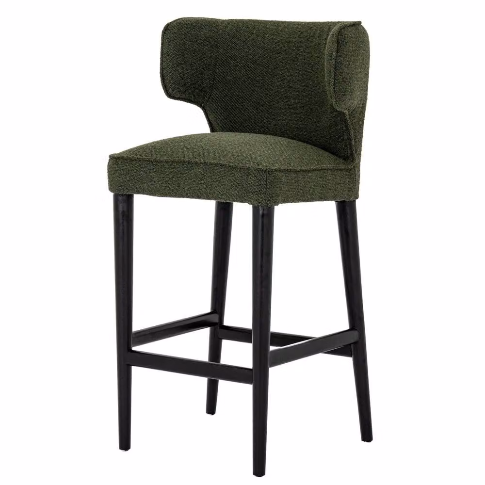 Wyld Haus Modena Green Upholstered Bar Stool with Wooden Legs – 2