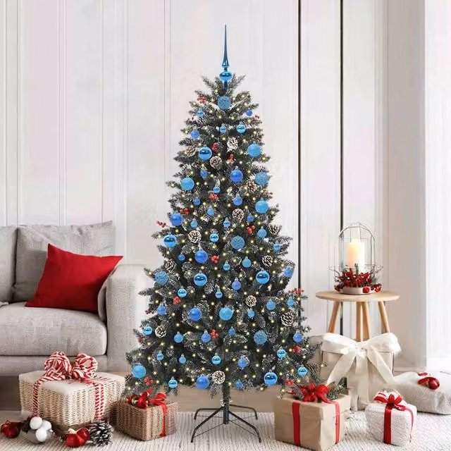Berkfield Home Green Artificial Christmas Tree with 300 LEDs, W/D/H: 99 x 99 x 180 cm – 1