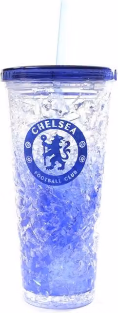 Chelsea FC Crest 600ml Freezer Tumbler with Straw in Blue