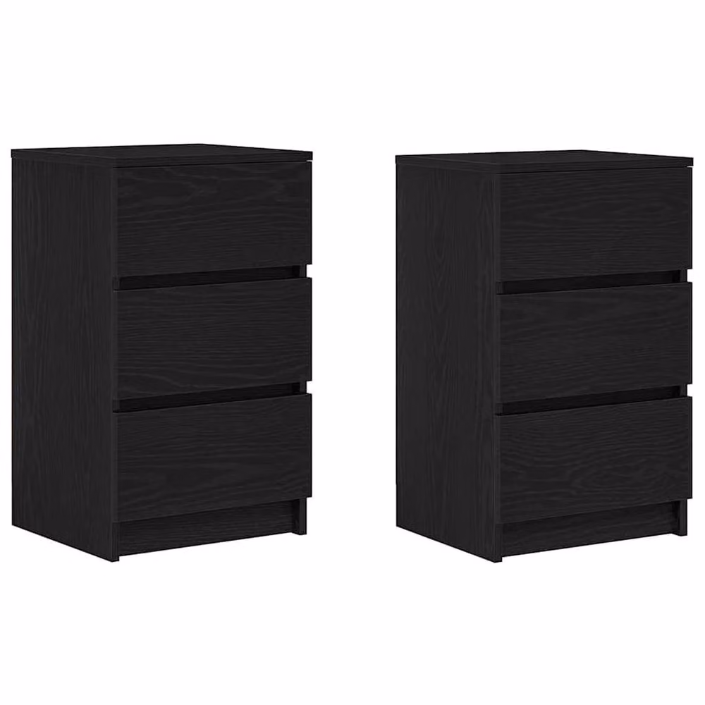 Berkfield Home Set of 2 Durable Black Bedside Cabinets with 3 Drawers, W/D/H: 39 x 35 x 65 cm – 3
