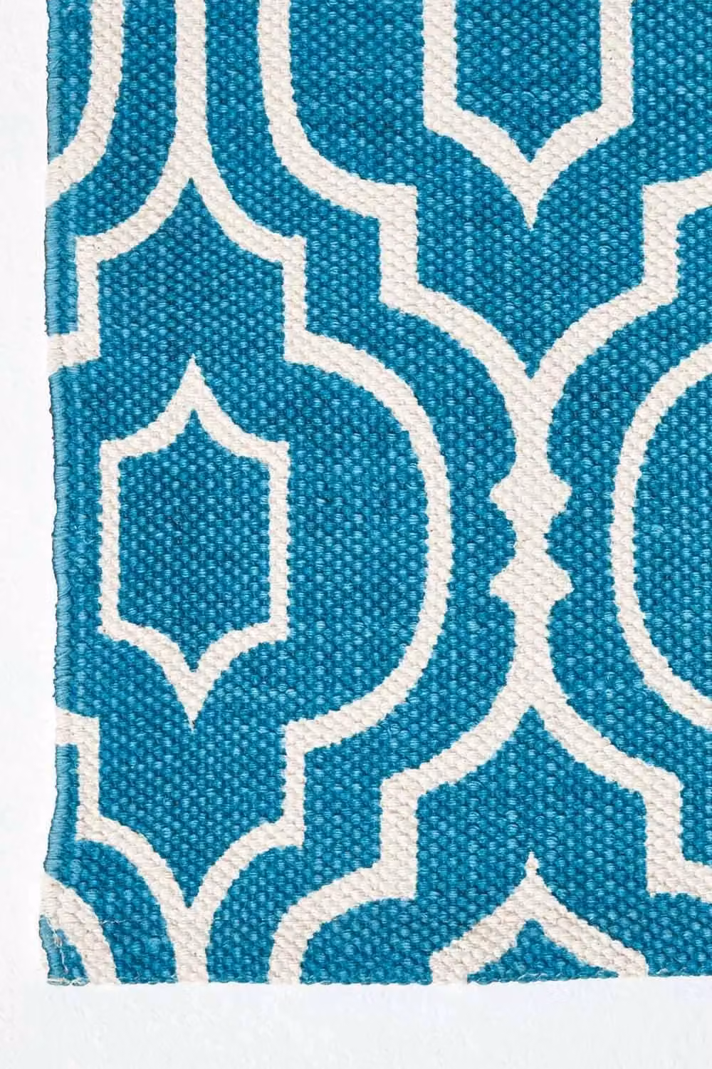 Homescapes Riga Geometric Printed Cotton Rug in Petrol and White, W/L: 120 x 170 cm – 2