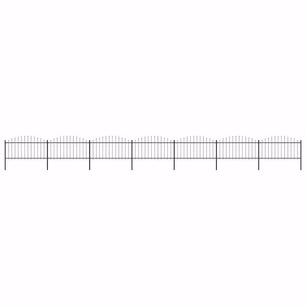 Berkfield Home Durable Steel Spear Top Garden Fence, Black, H: 125 cm, W: 11.9 m