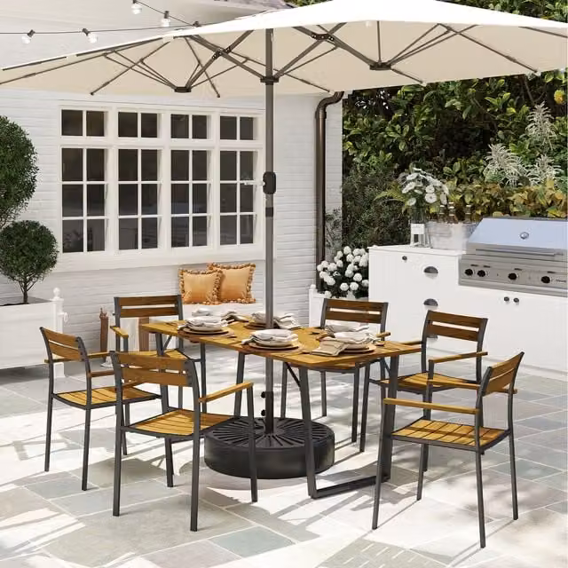 Outsunny 7 Piece Brown Garden Dining Set