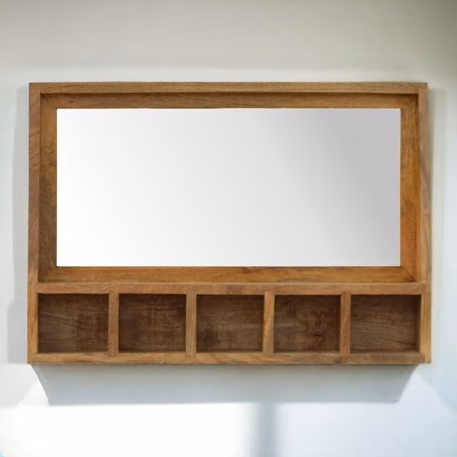 Artisan Furniture 5 Slot Floating Unit with Mirror in Beige Oak Wood