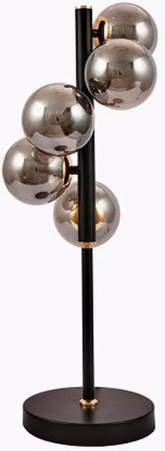 Pacific Lifestyle Modern Glass Sphere Metal Table Lamp in Black and Gold/Brass