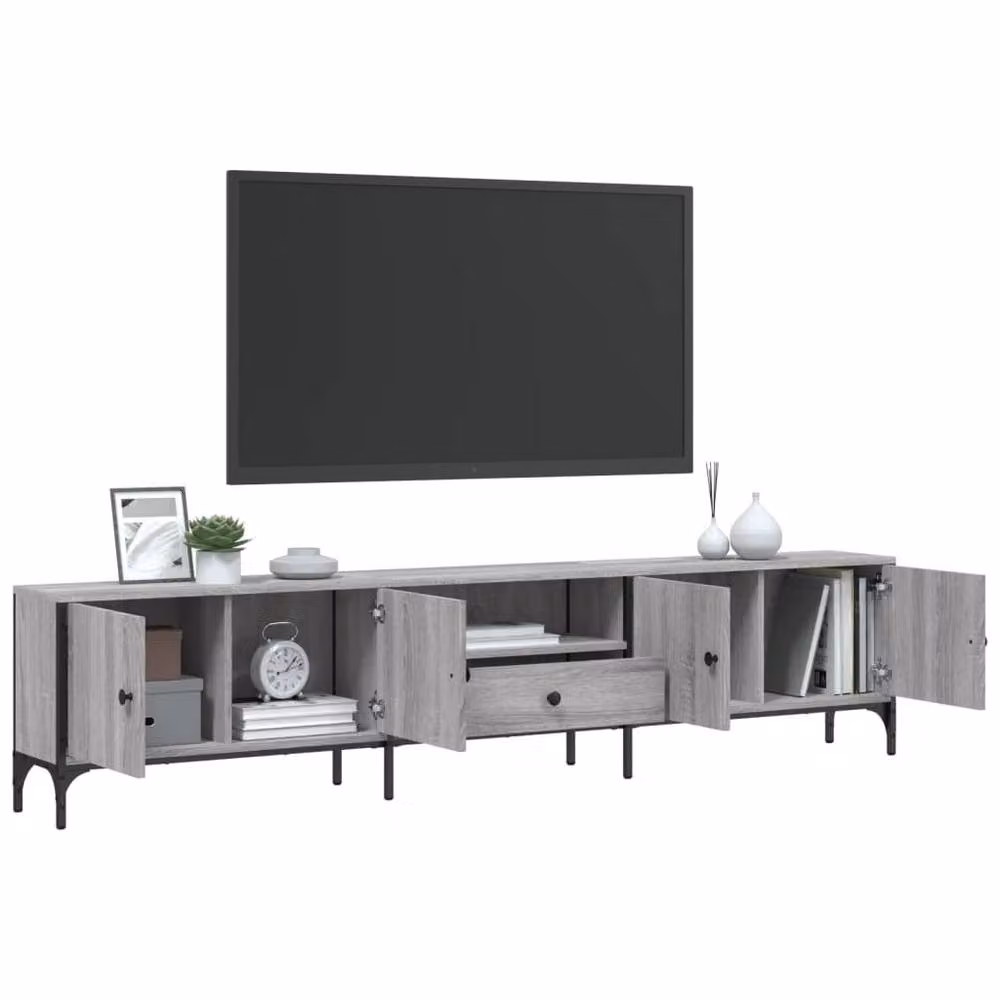 Berkfield Home Modern Grey Sonoma TV Cabinet with Drawer, W: 200 cm, D: 44 cm, H: 44 cm – 3