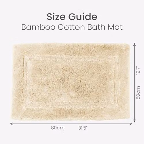 Allure Bath Fashions Bamboo Cotton Non-Slip Bath Mat in Sand, W: 50 cm x L: 80 cm – 2