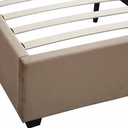 Seconique Madison King Size Upholstered Bed in Fawn Velvet Fabric with Lift Up Base, W/D/H: 152.4 x 180 x 216 cm – 6
