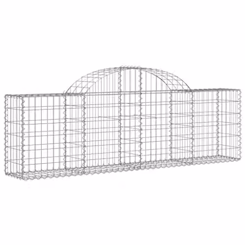 vidaXL Arched Gabion Baskets, 5 Piece Set, Silver Galvanised Steel, W: 200 cm, D: 30 cm, H: 60/80 cm – 1