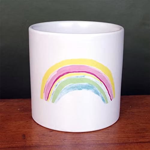 Leaf Ceramic Rainbow Indoor Cachepot Planter, Multicolour, W/D/H: 12 x 12 x 12 cm