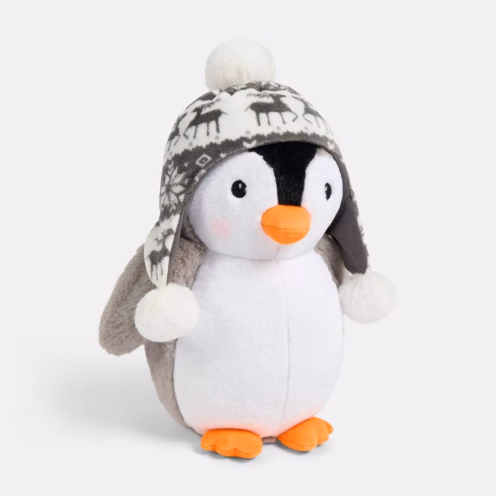 OHS Grey Plush Christmas Penguin Shaped Scatter Cushion, W/D/H: 35 x 20 x 20 cm – 3