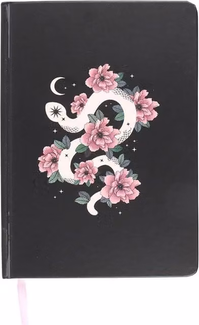 Something Different Serpentine Floral Snake A5 Hardcover Notebook in Black, Pink and White