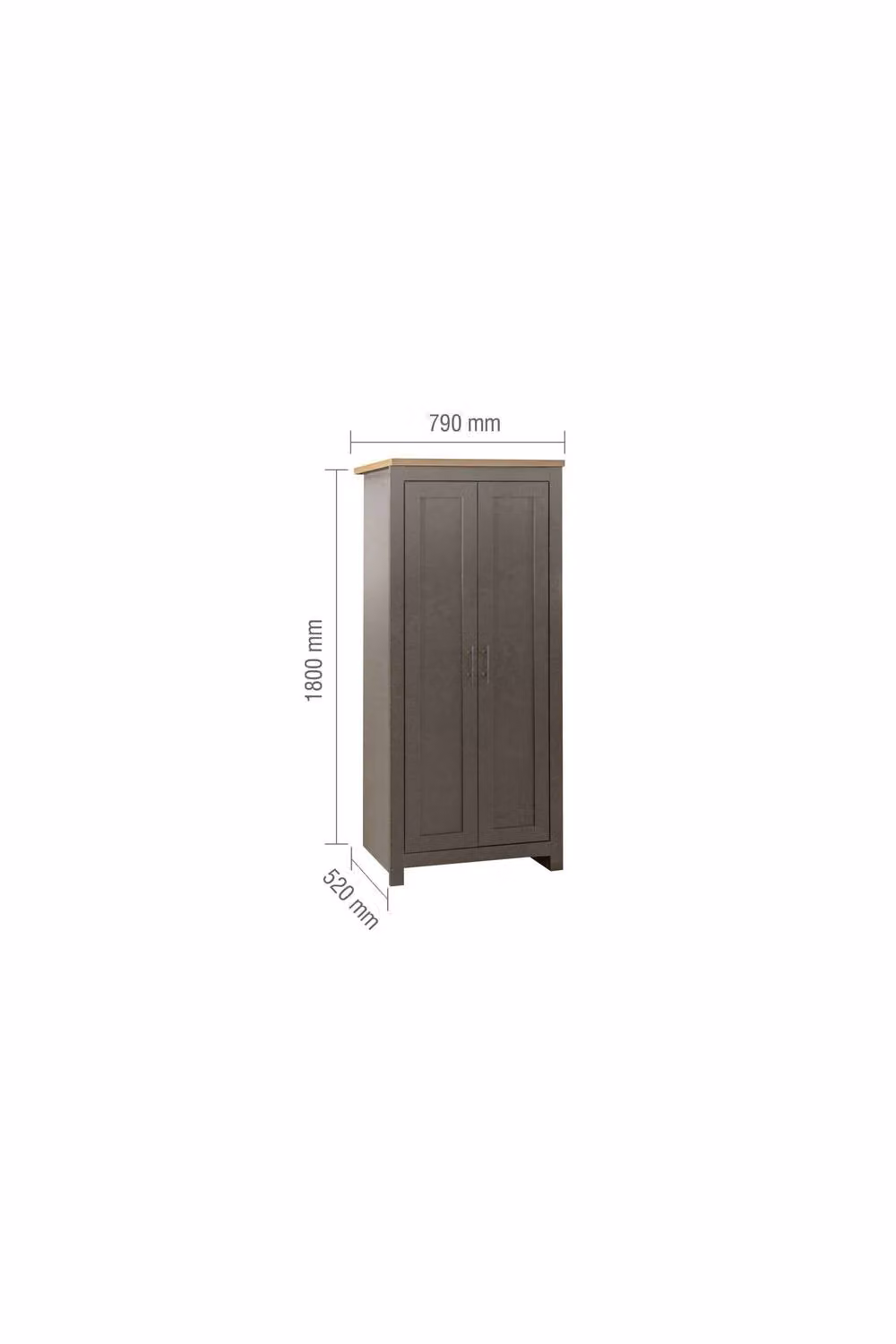 Birlea Highgate Modern 2 Door Wardrobe in Grey and Oak Effect – 5