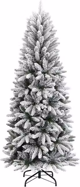 Berkfield Home Artificial Flocked Snow Christmas Tree in White, Height: 210 cm – 1