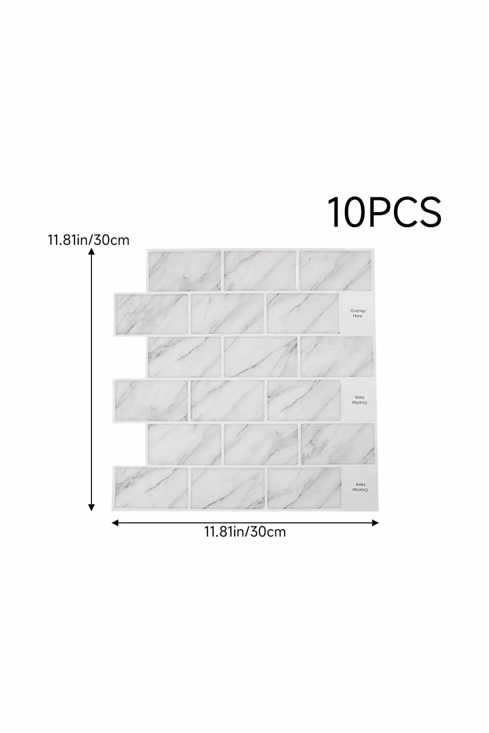 Living and Home 10 Pcs Peel and Stick 3D Volakas White Marble Subway Wall Tile Stickers – 2