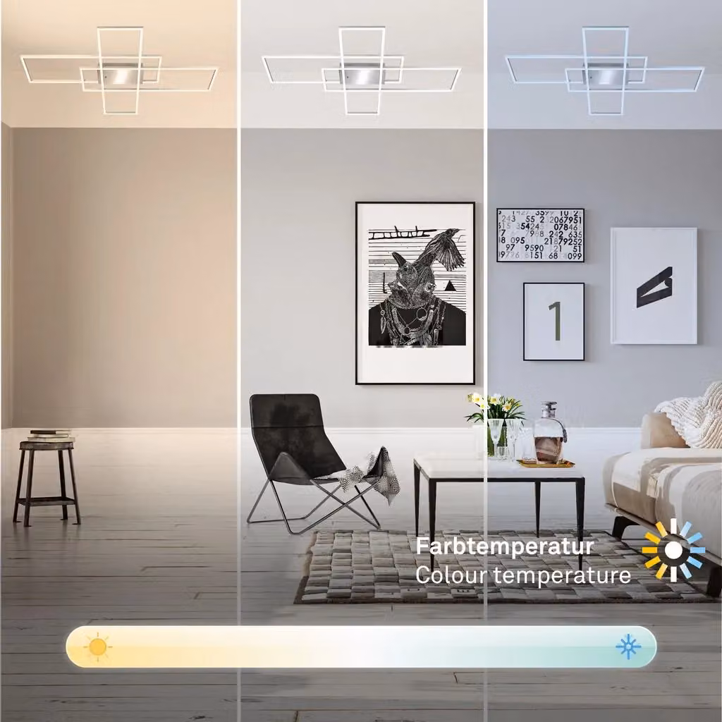 Briloner White CCT LED Wall and Ceiling Light with Remote Control in Silver and Chrome – 4