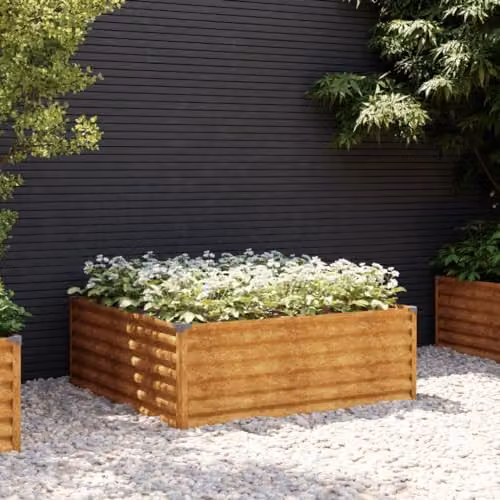 vidaXL Brown Corten Steel Raised Bed W/D/H: 100 x 100 x 36 cm – 2