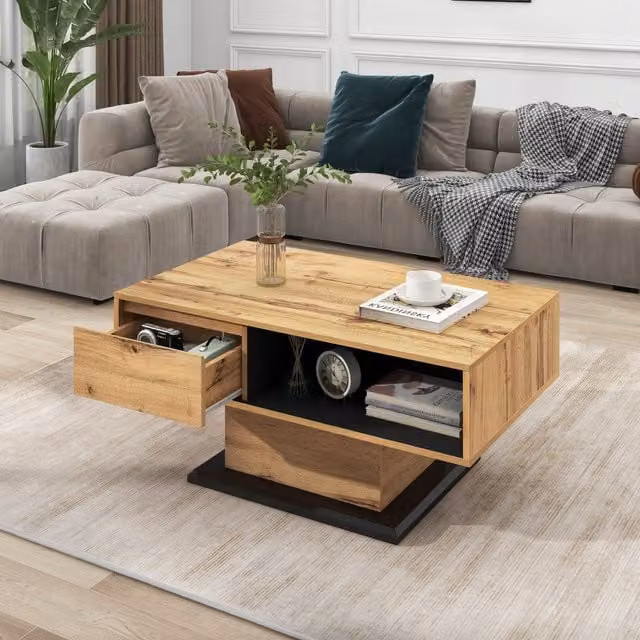 Modern Home Store Rectangular Double Sided Storage Coffee Table in Grey, Black or Brown