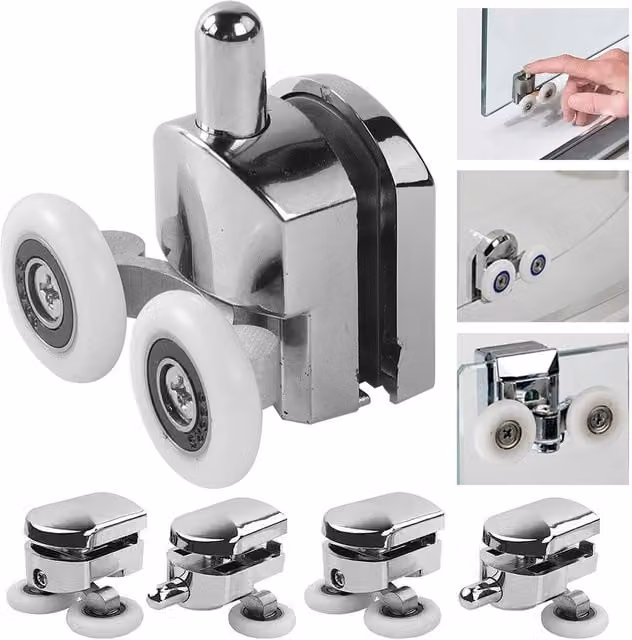 SPETLEK Chrome and Silver Plastic Replacement Shower Screen Door Rollers and Runners – 1