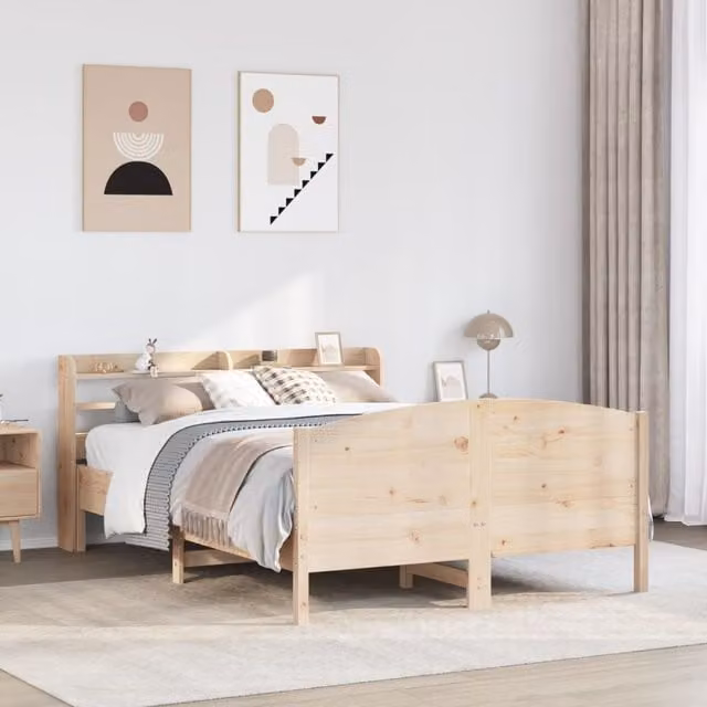 Berkfield Home Rustic Solid Wood Pine Bed Frame in Brown, W/D/H: 160 x 200 cm