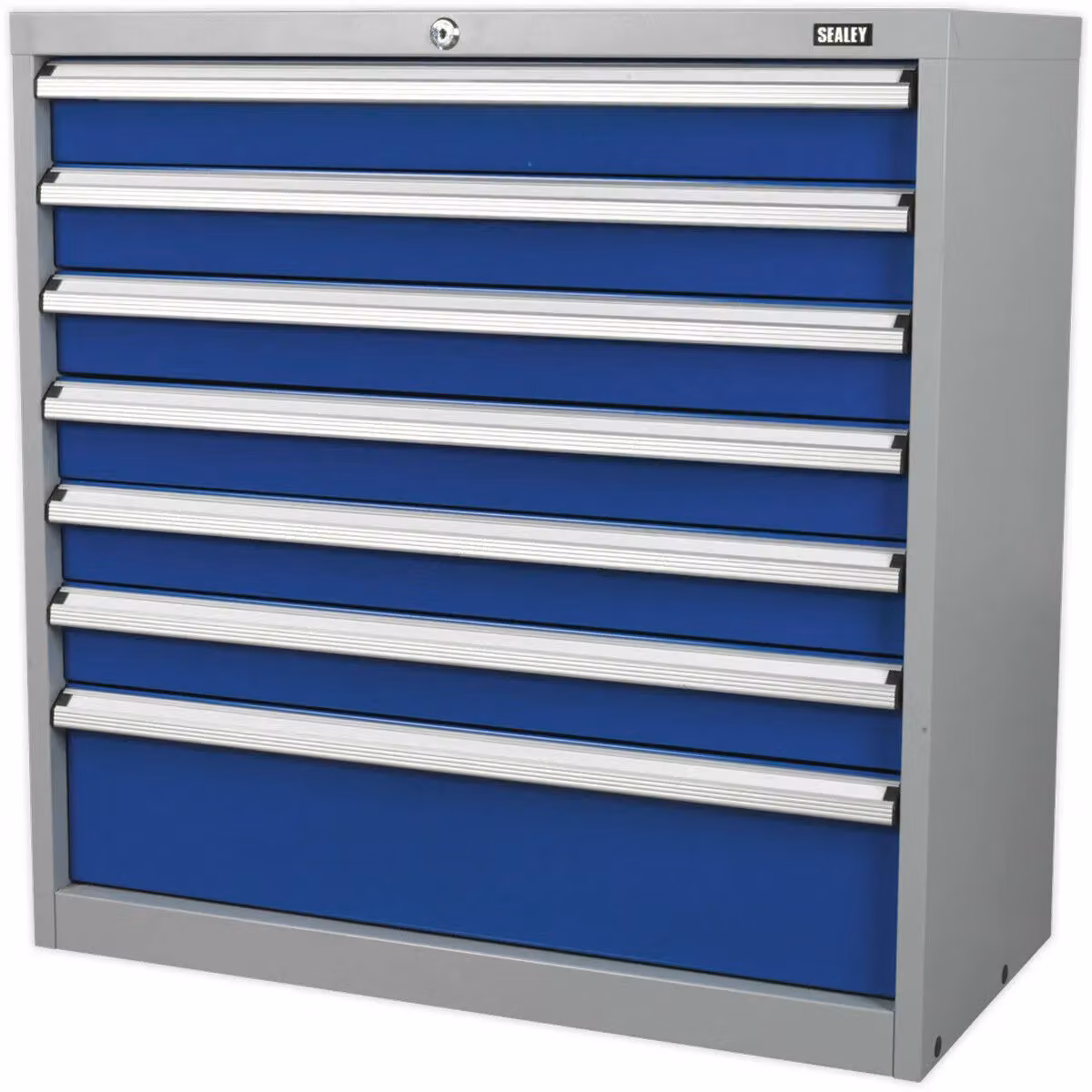 Loops 7 Drawer Industrial Metal Cabinet in Blue, W/D/H: 900 x 450 x 900 mm – 3