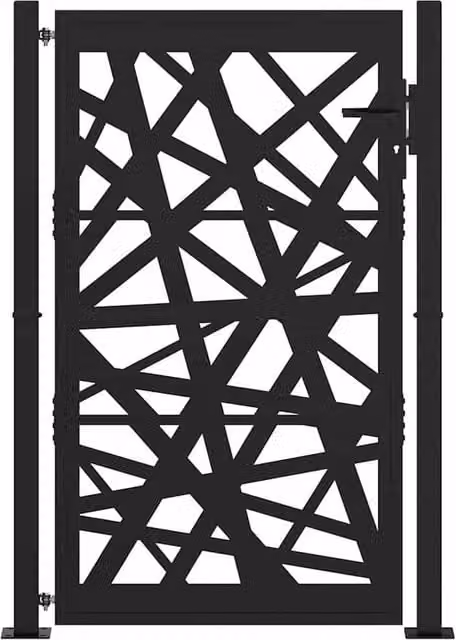 Berkfield Home Beautiful Garden Gate in Black Steel, W: 105 cm, H: 155 cm