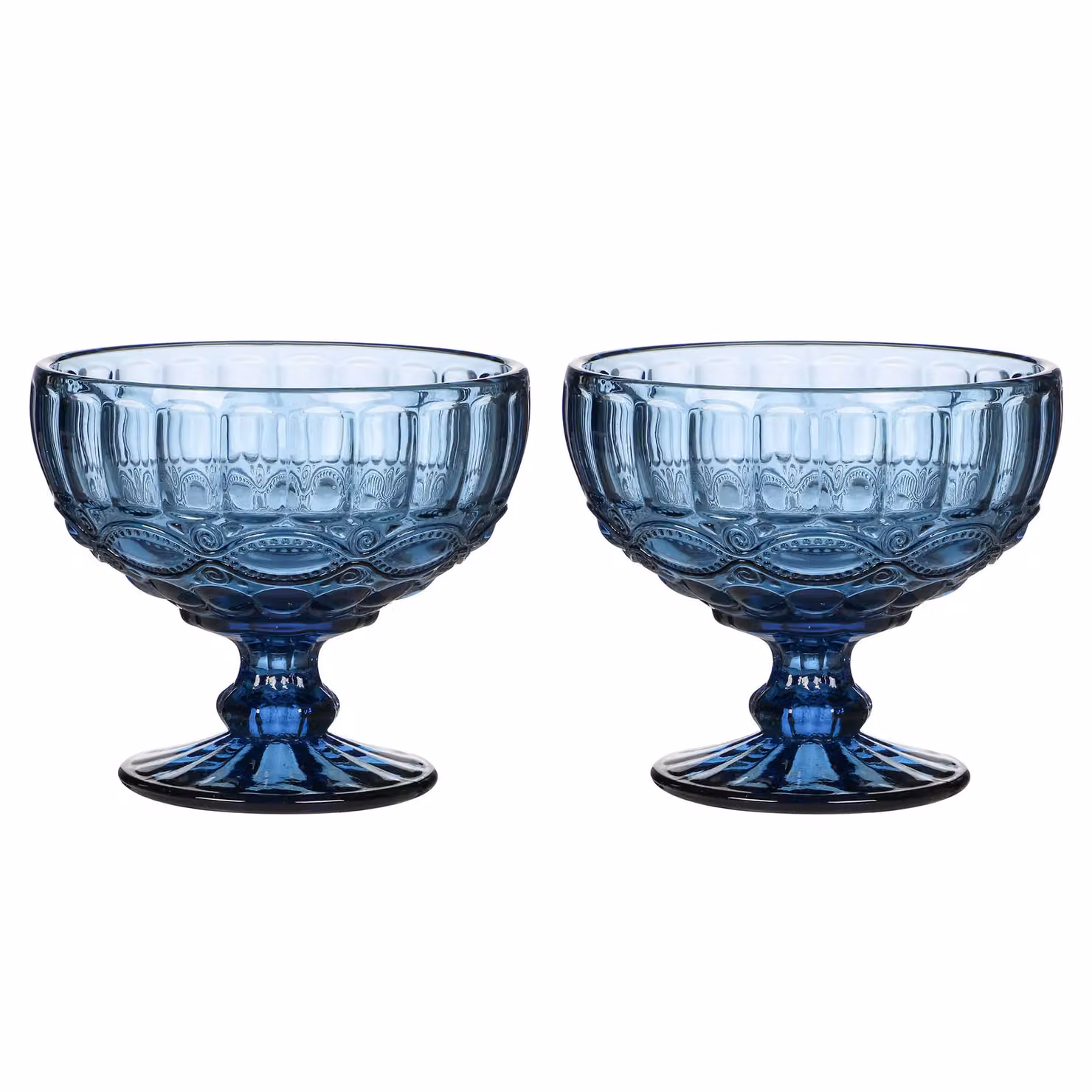 Dibor Set of 2 Vintage Blue Glass Dessert Bowls, H10 x W12 cm – 2