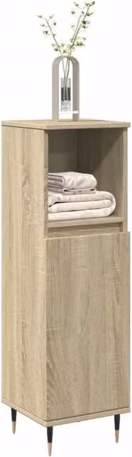 Berkfield Home Sonoma Oak Bathroom Cabinet, Brown, W/D/H: 30 x 30 x 100 cm
