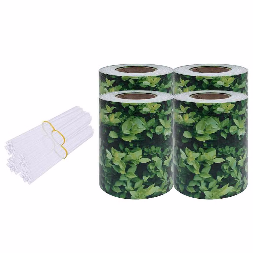 Berkfield Home Garden Privacy Screens, 4 Piece Green PVC and Polyester Set, W: 35 m, H: 0.19 m – 3