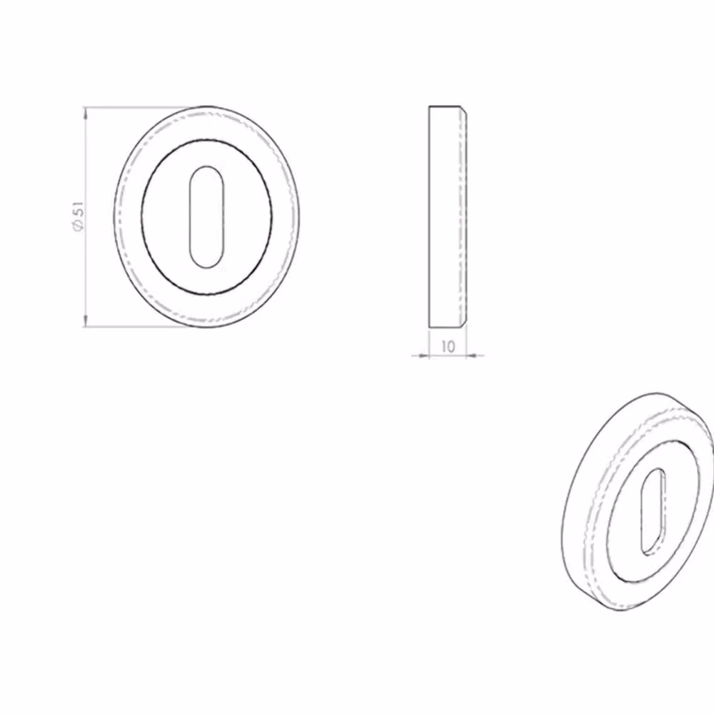 Loops 51mm Lock Profile Escutcheon with Chamfered Edge and Concealed Fix in Matt Black – 3