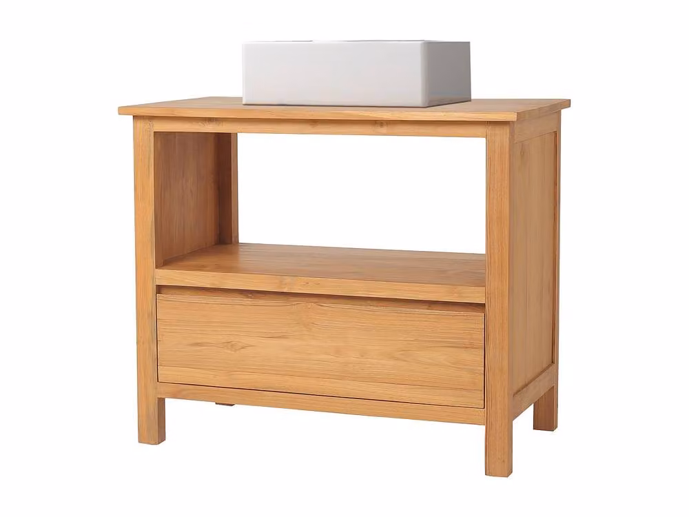 Vente-unique Ketapang Teak Bathroom Unit with Single Washbasin in Light Oak – 2