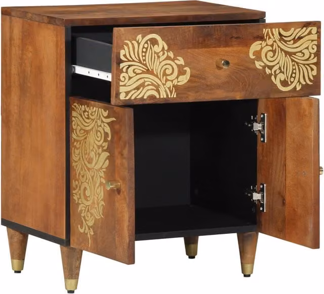 Berkfield Home Honey Brown Solid Wood Bedside Cabinet W: 50 cm, D: 33 cm, H: 60 cm