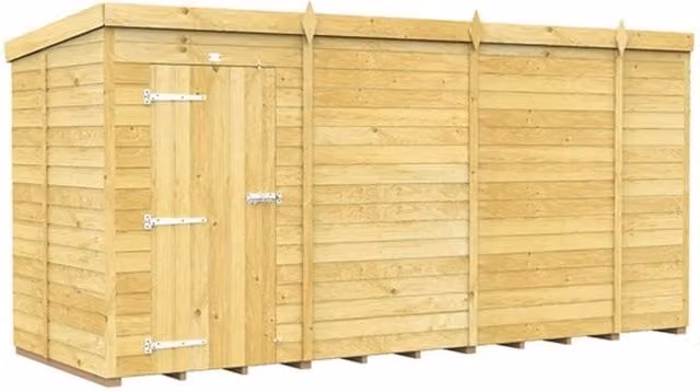 Buttercup Farm Brown Wooden Pent Shed with Single Door and No Window, L417 x W147 x H201 cm – 1