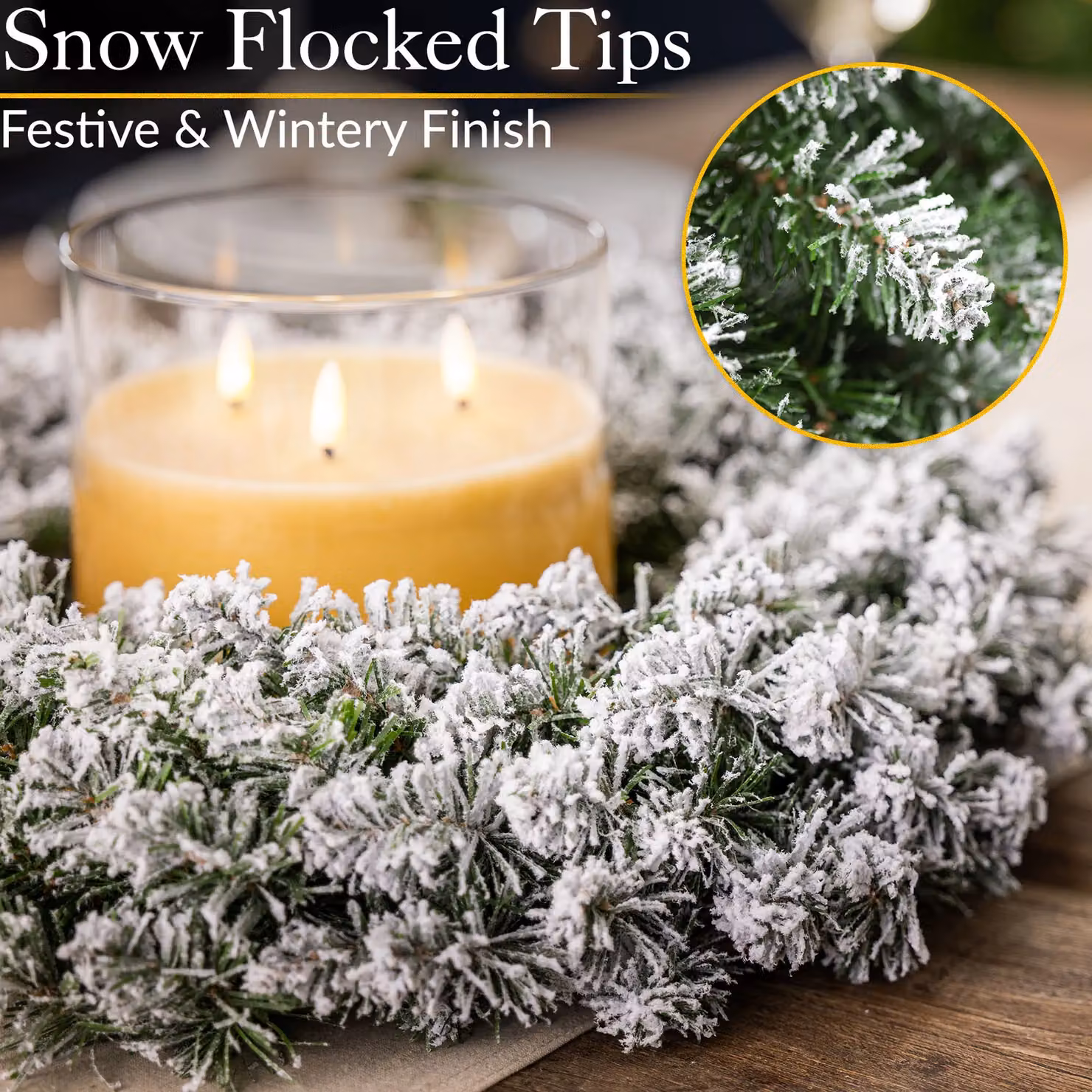 Christow Frosted Green Artificial Christmas Wreath Door Decoration, Diameter: 45 cm – 3