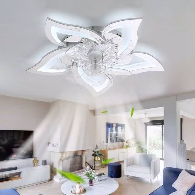 Garwarm Smart Ceiling Fan with Dimmable LED Light and Remote Control in White