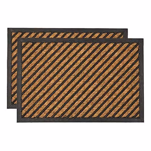 Nicola Spring Heavy Duty Non-Slip Door Mats, Pack of 2, Brown, W/D: 60 x 40 cm