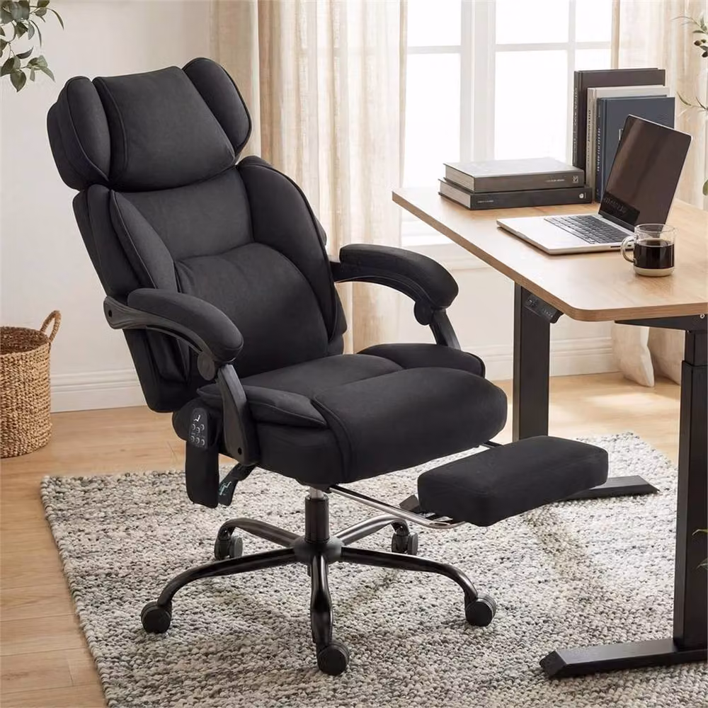Nordara Black Synthetic Leather Executive Office Chair with Headrest and Armrests – 4