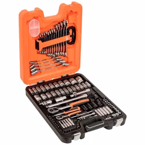 Bahco S106 106 Piece Socket and Spanner Set with 1/4 and 1/2 Inch Drive in Orange and Silver