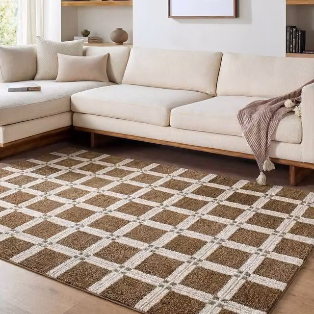Livabliss La Luna Geometric Art Deco Living and Dining Rug in Dark Brown, White, Grey and Green, W: 200 cm, D: 275 cm – 1