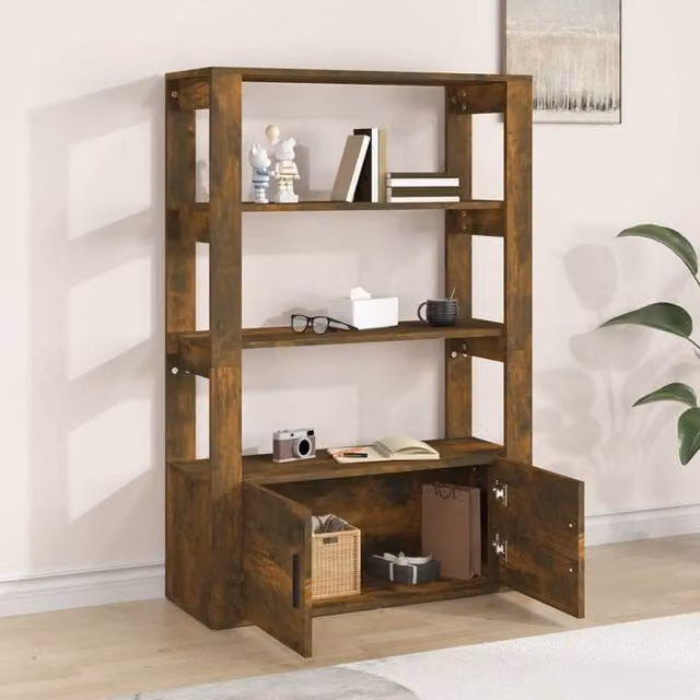 Berkfield Home Smoked Oak Sideboard in Brown, W/D/H: 80 x 30 x 119.5 cm