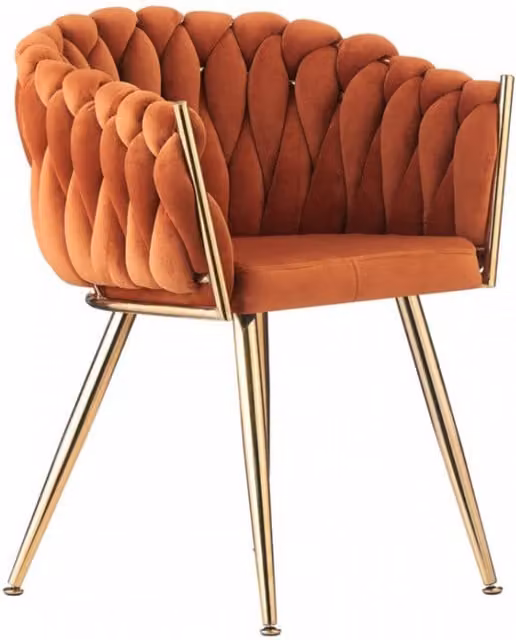Life Interiors Roma Knot Velvet Dining Chair with Armrests in Orange and Gold