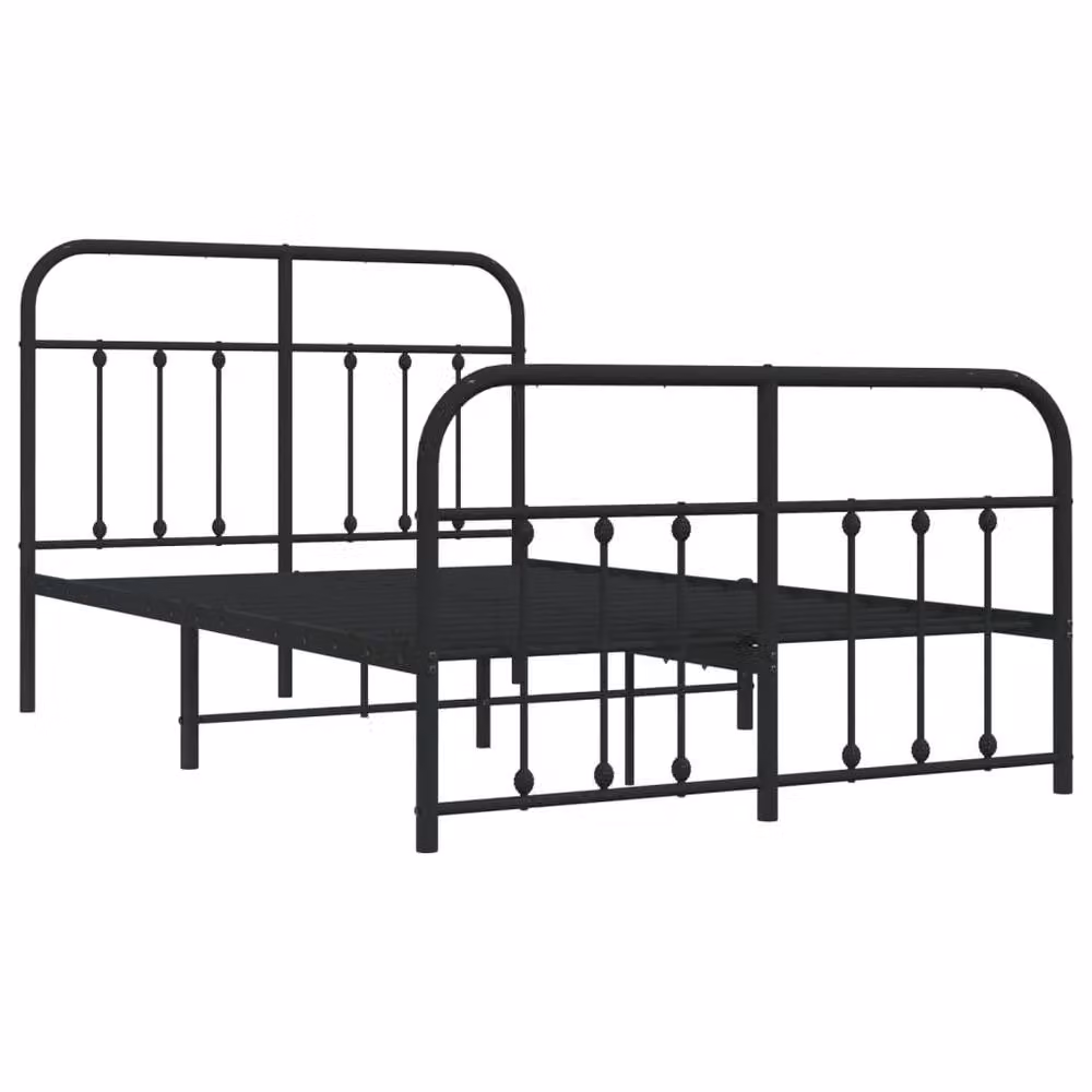 Berkfield Home Metal Bed Frame with Headboard and Footboard in Black, W/D/H: 120 x 200 cm – 3