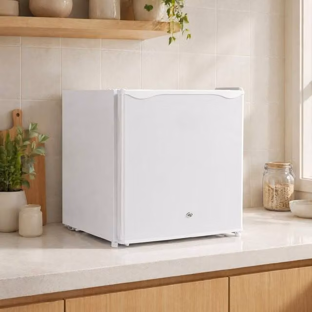 STILVORA 46L Countertop Fridge with Lockable Reversible Door in White – 1
