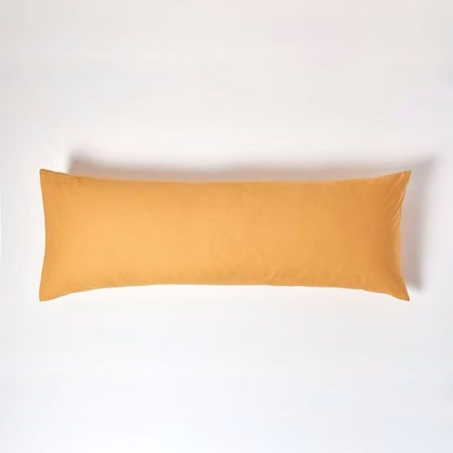 Homescapes 200 Thread Count Combed Cotton Percale Pillowcase, Yellow