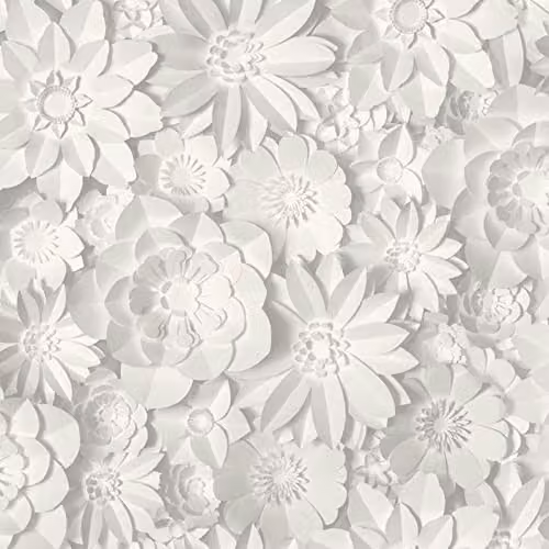Fine Decor 3D Floral White Washable Botanical Paper Wallpaper – 1