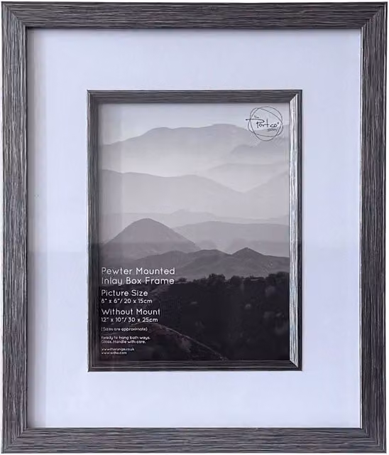 The Port. Co Gallery Silver Inlay Rectangular Metal Tabletop Box Frame, W: 20.32 cm, H: 20.32 cm, D: 15.24 cm