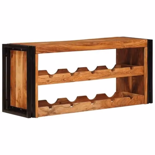 vidaXL Industrial Wine Rack in Brown Solid Acacia Wood and Metal, W/D/H: 100 x 45 x 33 cm – 1