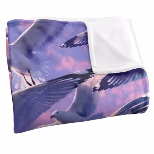 JQ Licensing Royce Mcclure Evening Seagulls Super Soft Silky Touch Fleece Throw Blanket, Blue, W: 91 cm, D: 147 cm – 2