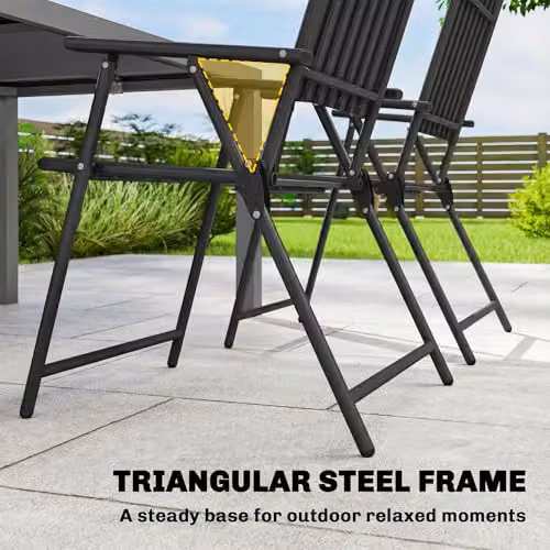Outsunny Set of 4 Folding Garden Chairs in Black with Plastic Seats and Metal Frames – 5