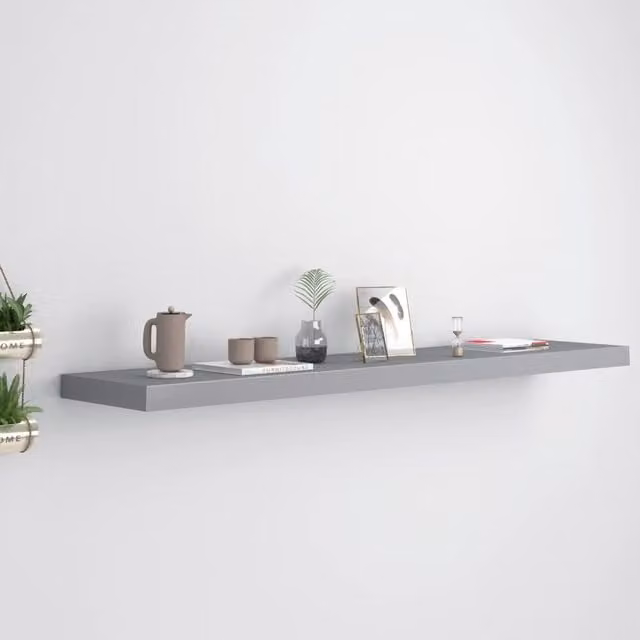Berkfield Home Grey Floating Wall Shelf, W/D/H: 120 x 23.5 x 3.8 cm
